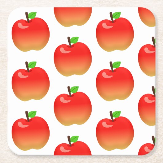 アップルパターン紙コースターパーティーお祝い スクエアペーパーコースター (正面)