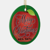 アップルパーソナライズされたクリスマス先生ギフトオーナメント セラミックオーナメント (右)