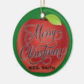 アップルパーソナライズされたクリスマス先生ギフトオーナメント セラミックオーナメント (左)
