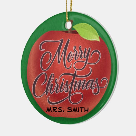 アップルパーソナライズされたクリスマス先生ギフトオーナメント セラミックオーナメント (左)