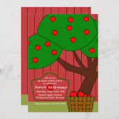 アップルピッキングおもしろい招待状 招待状 (正面/裏面)