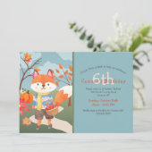 アップルピッキングキツネ誕生日 招待状 (スタンド正面)