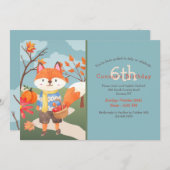 アップルピッキングキツネ誕生日 招待状 (正面/裏面)
