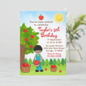 アップルピッキング誕生日アフリカンアメリカンボーイインビタ 招待状 (スタンド正面)