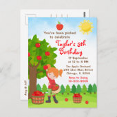 アップルピッキング誕生日赤毛ガールポストカード ポストカード (正面/裏面)