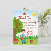 アップルピックブラウンヘアボーイ誕生日ありがとう 招待状 (スタンド正面)