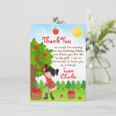 アップルピックブラックヘアガール誕生日ありがとう私 招待状 (スタンド正面)