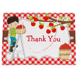 アップルピックブラックヘアボーイ誕生日パーティー ラージペーパーバッグ