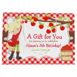 アップルピックブロンドの女の子の誕生日パーティー ラージペーパーバッグ