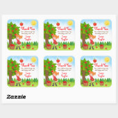 アップルピックレッドヘアガール誕生日サンキュースクー スクエアシール (シート)