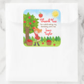 アップルピックレッドヘアガール誕生日サンキュースクー スクエアシール (バッグ)