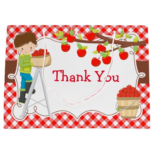 アップルピッチブルネットボーイバースデーパーティー ラージペーパーバッグ (正面)