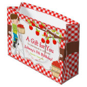 アップルピッチブルネットボーイバースデーパーティー ラージペーパーバッグ (裏面アングル)