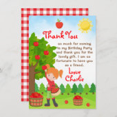 アップルピッチレッドヘアガール誕生日サンキューアンビションInv 招待状 (正面/裏面)