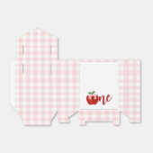 アップルピンクの弓プレイドの最初の誕生日 フェイバーボックス (折り畳みなし)