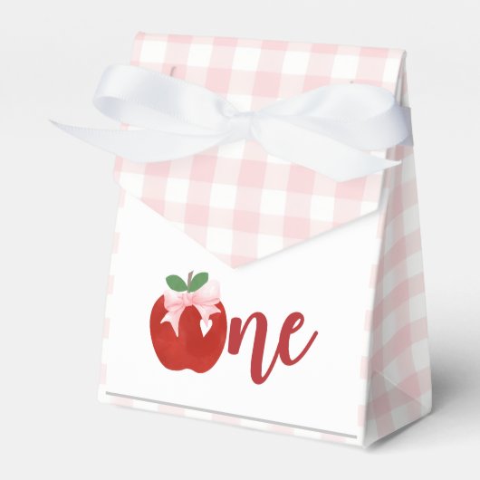 アップルピンクの弓プレイドの最初の誕生日 フェイバーボックス (正面サイド)