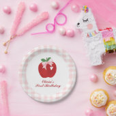 アップルピンクボウ名門私立校風のコケット1歳 ペーパープレート (パーティー)