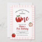 アップルピンクボウ名門私立校風のコケット1歳 招待状 (正面)