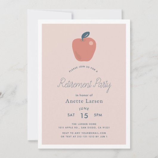 アップルピンク先生退職 招待状 (正面)