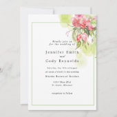 アップルフラムズウォーターカラーピンクス庭園の結婚式 招待状 (正面)