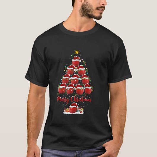 アップルフルーツクリスマス照明サンタアップルクリスマストTr Tシャツ (正面)