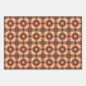 アップルフルーツヴィンテージ鮮やか抽象芸術パターンセット3 ラッピングペーパーシート (正面3)