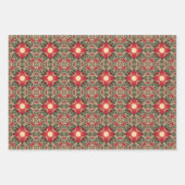 アップルフルーツヴィンテージ鮮やか抽象芸術パターンセット3 ラッピングペーパーシート (正面2)