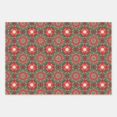 アップルフルーツヴィンテージ鮮やか抽象芸術パターンセット3 ラッピングペーパーシート (正面)