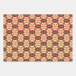 アップルフルーツヴィンテージ鮮やか抽象芸術パターンセット7 ラッピングペーパーシート