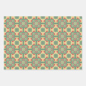 アップルフルーツ抽象芸術ヴィンテージ幾何学模様3 ラッピングペーパーシート (正面3)