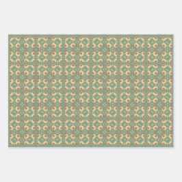 アップルフルーツ抽象芸術ヴィンテージ幾何学模様6 ラッピングペーパーシート