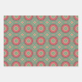 アップルフルーツ抽象芸術ヴィンテージ幾何学模様7 ラッピングペーパーシート (正面2)