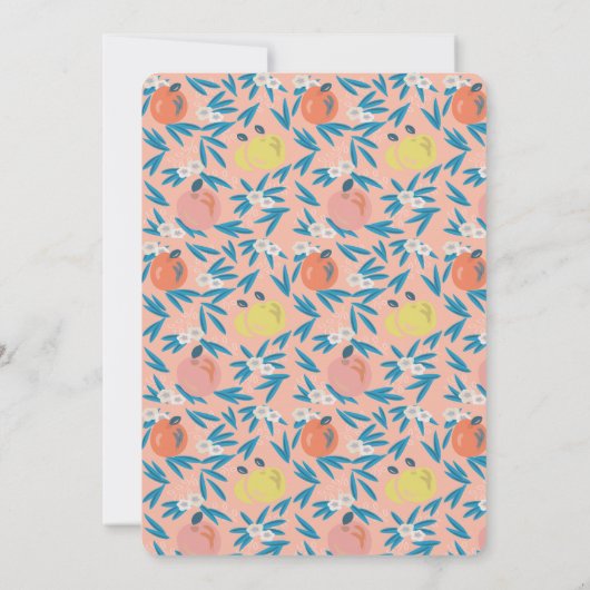 アップルフローラコーラルピンクネイビー結婚式招待状 招待状 (裏面)