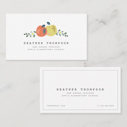 アップルフローラシンプルホワイト先生名刺 名刺 (正面/裏面)