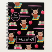 アップルブックスフクロウペンパターン先生ブラックプランナー プランナー手帳 (正面)