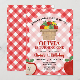 アップルブッシェルおもしろい1st誕生日招待状 招待状