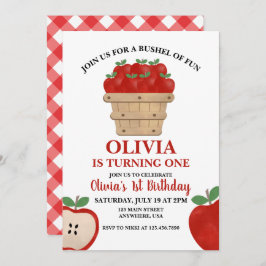 アップルブッシェルおもしろい1st誕生日招待状 招待状