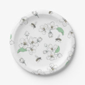 アップルブロッサムのまわりにホワイトパーティー ペーパープレート (正面)