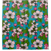 アップルブロッサムオンターコイズ シャワーカーテン (正面)