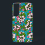 アップルブロッサムオンターコイズ SAMSUNG GALAXY S22 ケース<br><div class="desc">リンゴの花とミツバチを手で引いてターコイズの背景に</div>