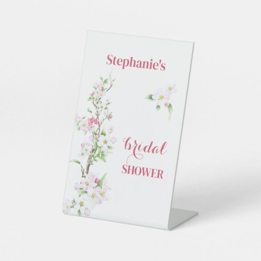 アップルブロッサムブライダルシャワー パーソナライズされた 台座サイン (正面)