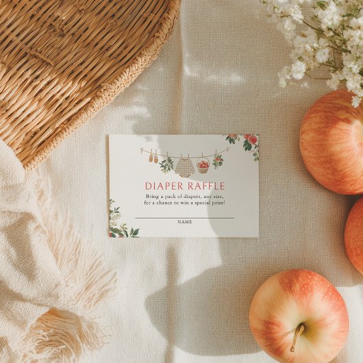 アップルベビーシャワーおむつラッフルチケット エンクロージャーカード