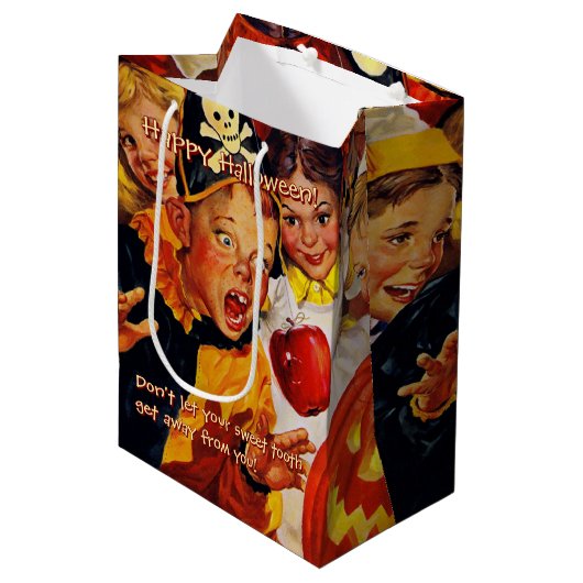 アップルボビングの危険 | 甘歯 | ハロウィン ミディアムペーパーバッグ (正面アングル)