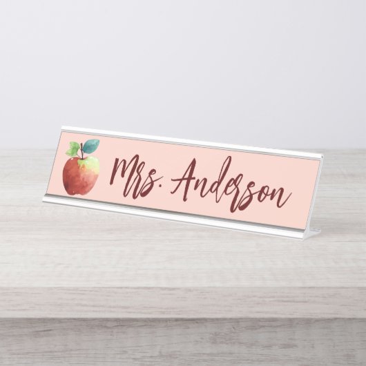 アップルモダンパーソナライズされた先生 デスクネームプレート (正面)
