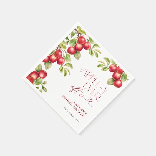 アップルモダンブライダルシャワーの後にアップリー スタンダードカクテルナプキン (角)