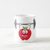 アップルリフティングウェイトフィットネスフルーツキャラクター コーヒーマグカップ (中央)