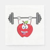 アップルリフティングウェイトフィットネスフルーツキャラクター スタンダードランチョンナプキン (正面)