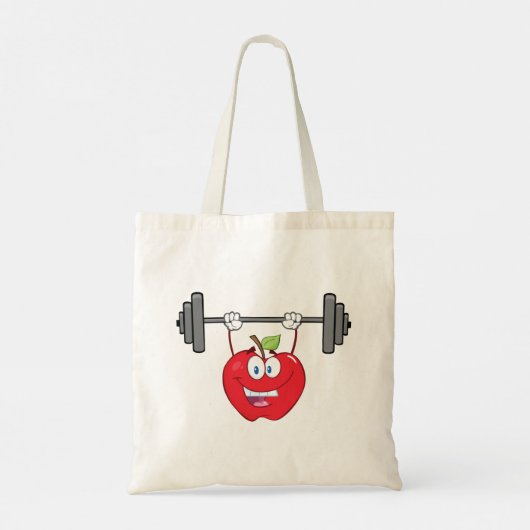 アップルリフティングウェイトフィットネスフルーツキャラクター トートバッグ (裏面)