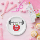 アップルリフティングウェイトフィットネスフルーツキャラクター ペーパープレート (パーティー)