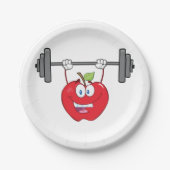 アップルリフティングウェイトフィットネスフルーツキャラクター ペーパープレート (正面)